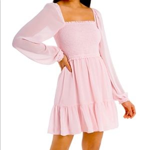 1 state dress size L smocked ruffle pink